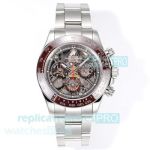 Super Clone Rolex Daytona Cal.4130 Skeleton 40mm 904L Stainless Steel Watch 